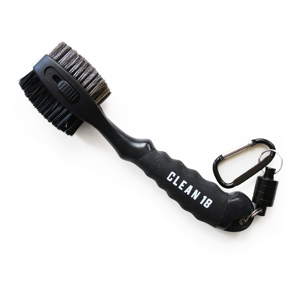 Clean 18 Golf Club Cleaning Brush, Magnetic Release - Black