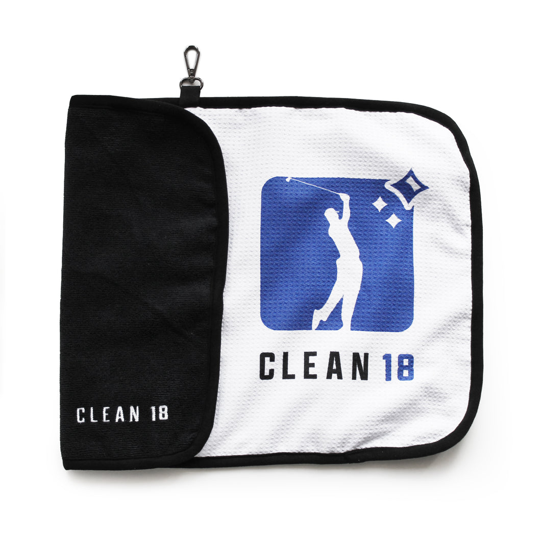 Clean 18 Golf Towel Wet/Dry - Blue