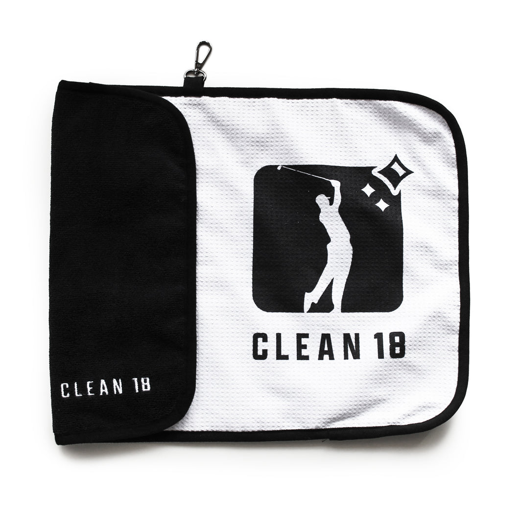 Clean 18 Golf Towel Wet/Dry - Black